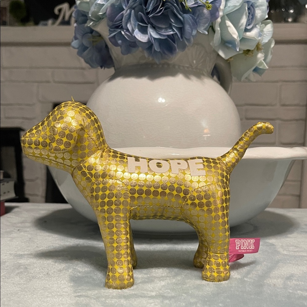 PINK Victoria's Secret Yellow Polka Dot Dog Figurine